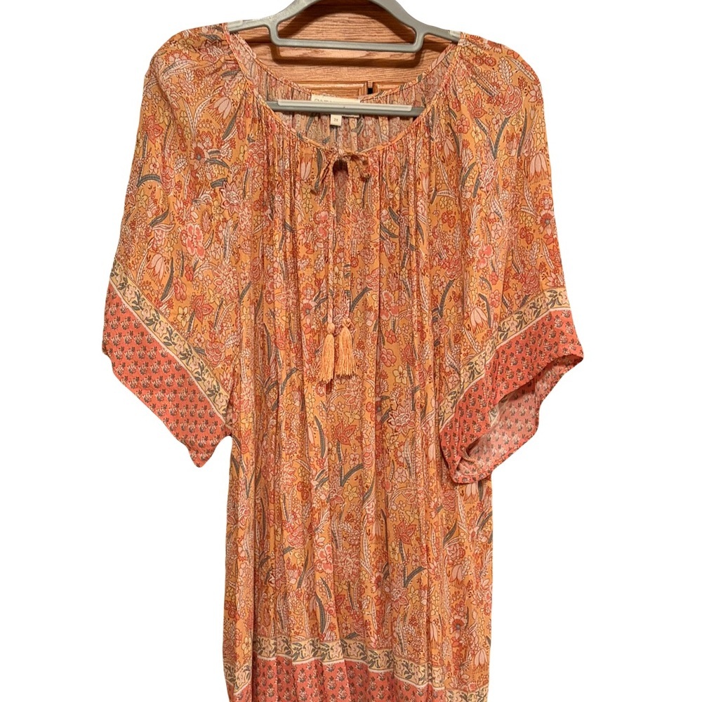 Cynthia Rowley Orange Paisley Short sleeve blouse size 2XL